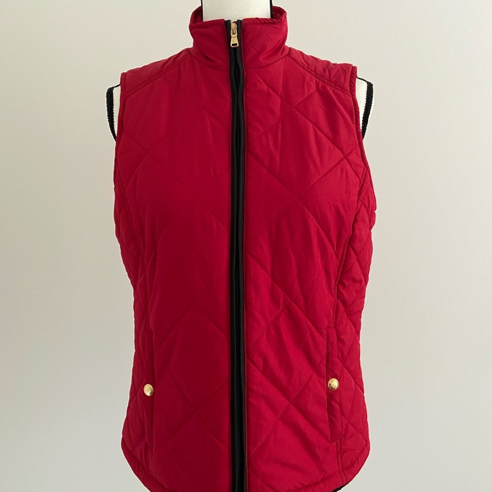 Ralph Lauren Red Quilted Full Zip Vest, Medium